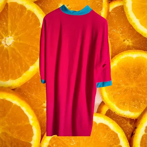 Vanity Fair Petites Robe Lounge Dress Color Block 3/4 Sleeve L