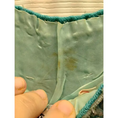 Vintage 60s Womens Size Small Blue Sequin Beaded Sleeveless Wool Theater Costume