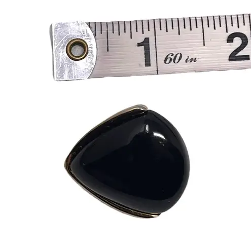 Monet Vintage Signed Gold Tone Black Acrylic Clip On Earrings Statement Classic