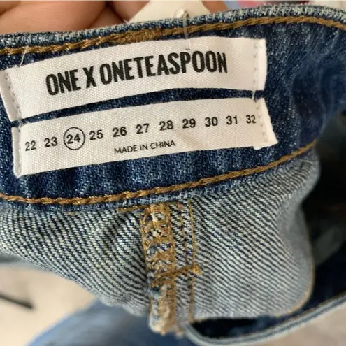 One Teaspoon  Revolve fray hem‎ denim pencil high waisted skirt size 24 thumbnail 8