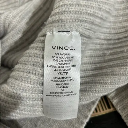 Vince  Mock Neck Ribbed Long Sleeve Button Detail Wool‎ Cashmere Sweater Size XS