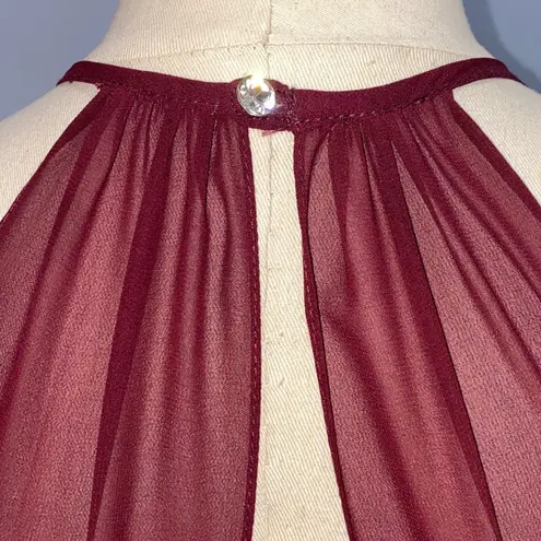 Azazie Halter Bridesmaid Dress Pleated Chiffon A-Line Party Tea Length Dress A10