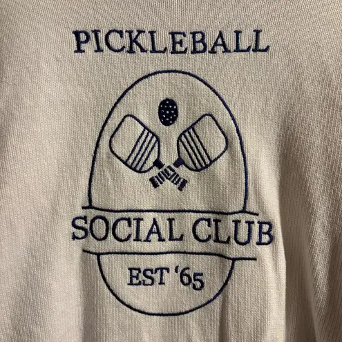 Sincerely Jules Pickleball Social Club Size XS Pullover Cropped Sweater Preppy White