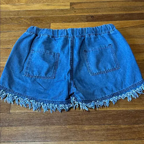 Women’s Denim Pull On Shorts, Sz Large Blue