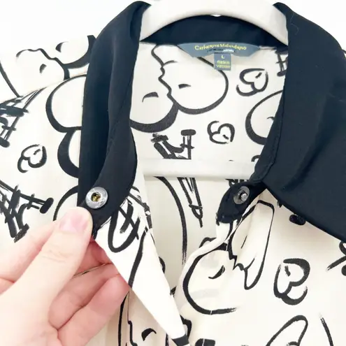 Catherine Malandrino Paris Eiffel Tower Romance Novelty Print Blouse Top Size L