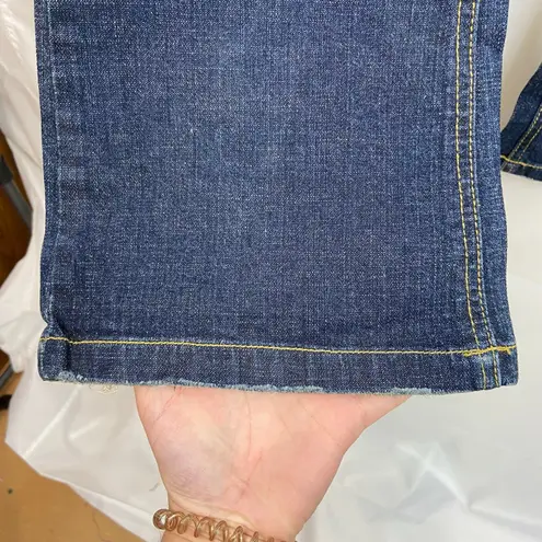 Rhapsodielle junior's women's y2k sequin dark wash flare leg linen blend jeans 3 Size undefined