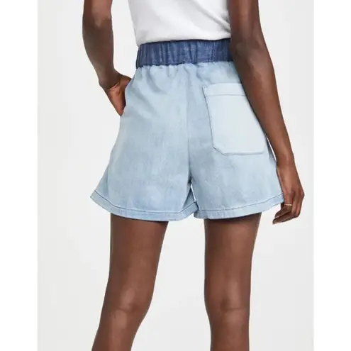 Bermuda Closed Elastic Waistband Laila  Pull On Shorts Denim Blue Women's Large