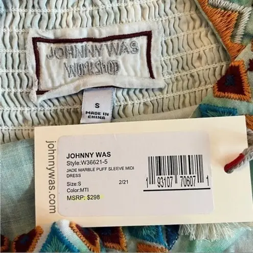 Johnny Was NWT Jade Marble Puff Sleeve Midi Dress
