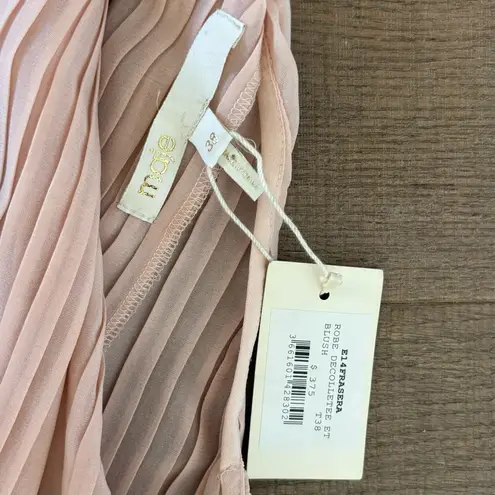 Maje frasera pink pleated v-neck mini dress new nwt