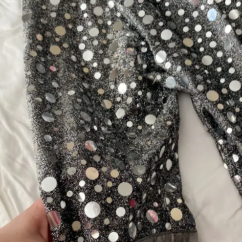 Vintage 1980s 1990s Glitzy Silver Pullover Long Duster Cardigan Disco Top Small