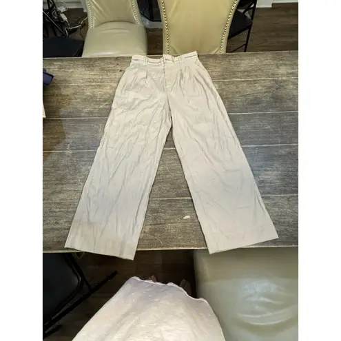 Bailey 44 Nava Pant Khaki Size Medium DRF High Rise Wide Leg Pleated Linen Blend