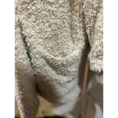 Me Jane Plush Faux Fur Teddy Coat Cream Beige Long Sleeve Button Pockets Size M