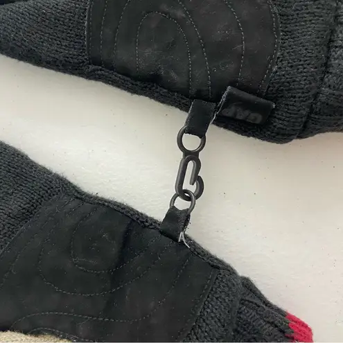 Gap  adult black gray red connectable double lined‎ thick soft warm knit gloves