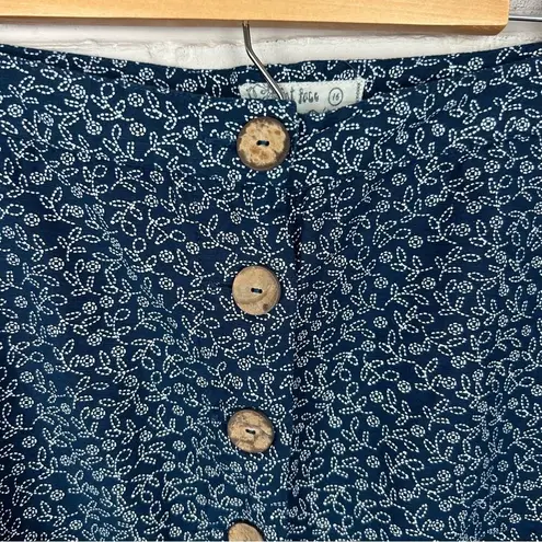 Fat Face Navy Patterned Button Front 100% Cotton Skirt Size 16