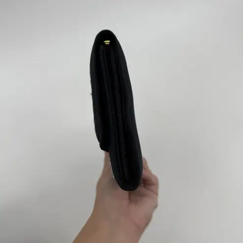 Vintage Black Silk Floral Embroidered Clutch Bag *No Closure*