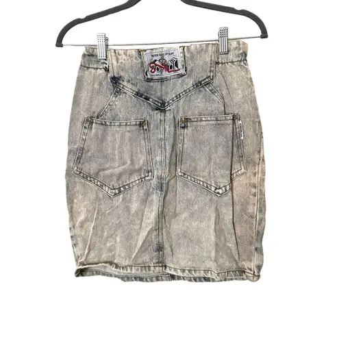 SAPMAN Acid Wash Vintage Denim Mini Skirt Sz 4 Blue