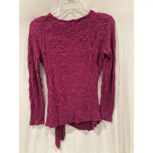 Sno Skins Crinkle Top Womens Small Magenta Pink Shirt Knot Front Stretch