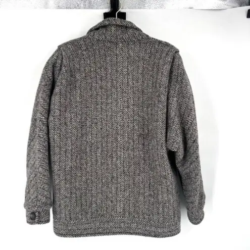 Vintage 90s Mackintosh Womens Chevron Wool Double Breasted Blazer Gray Medium Gray