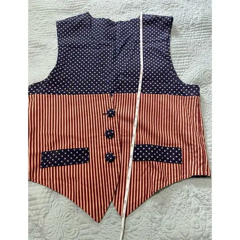 Handmade Vintage Cotton Vest Red and Blue Stars and Stripes USA Fourth of July Medium