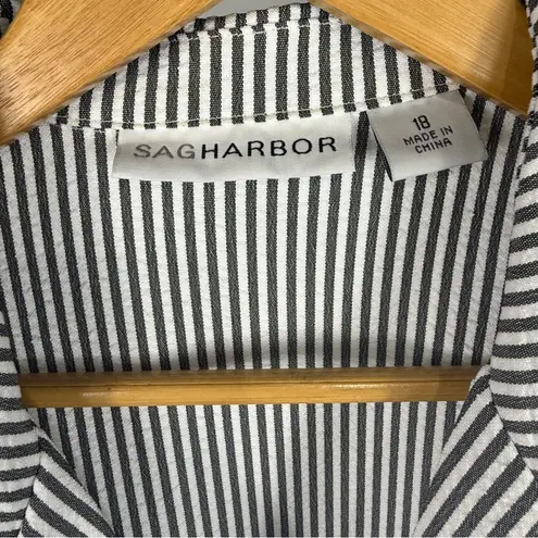 Sag Harbor Black and White Striped Blazer Size 18