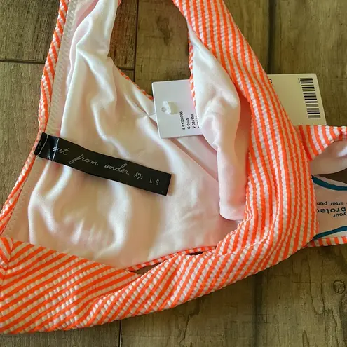 Urban Outfitters  Orange White Thong Cheeky Striped Bikini Bottom Womens Large