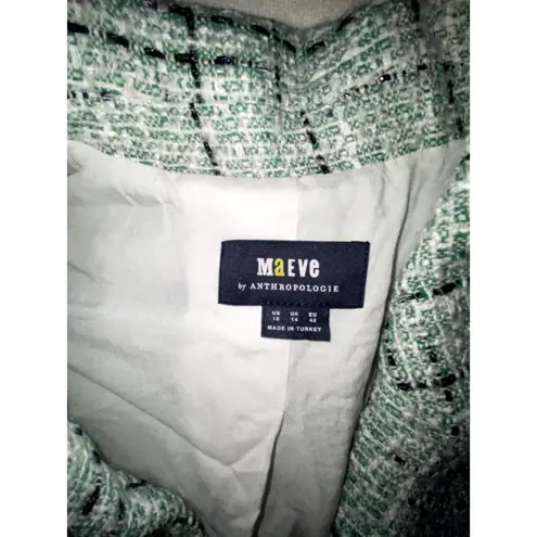 NWOT Anthropologie Maeve Green Tweed Double Breasted Blazer Vest Jacket Size 10