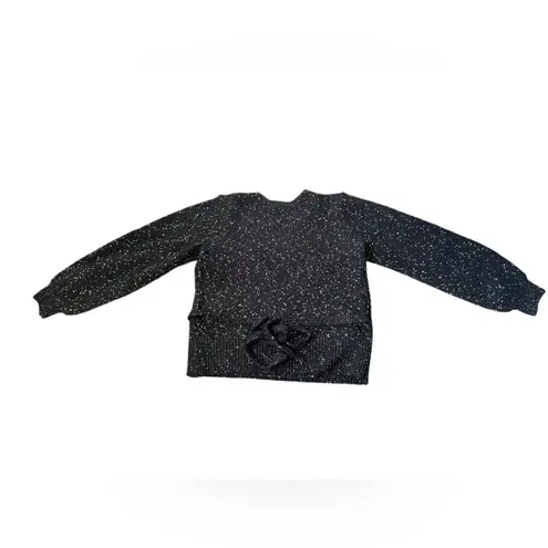 Violets & Roses Black Gold Metallic Sparkle Wrap Bishop Long Sleeve Sweater Top Size XL