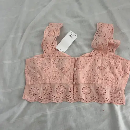 Miss Selfridge  pink eyelet crop top