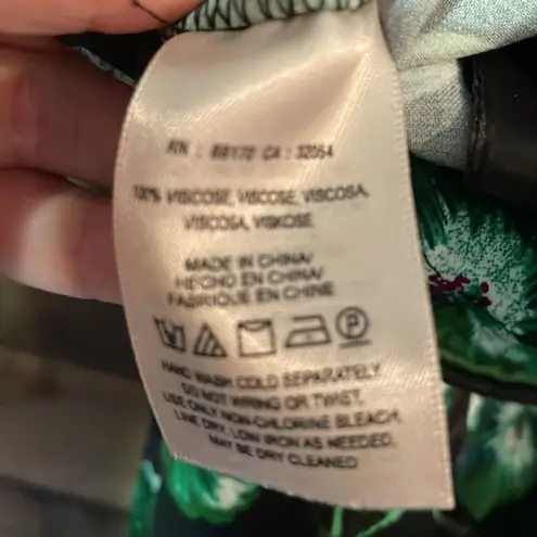 Anthropologie  Elevenses Navy & Kelly Green Floral Wide Leg Pants