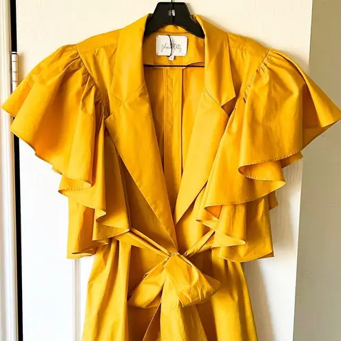 Johanna Ortiz Tulip Evolution Jacket Dress Ruffle Yellow Wrap Dandelion 2 EUC Gold