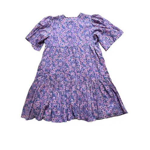 Emerson Fry Isla Dress Women's Size XS/S Violet Wildflower Organic Block Print Purple