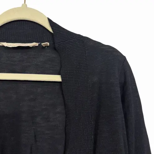 Soft Surroundings Women Sz S Black Knit Semi-Sheer Cropped Open Cardigan Shrug