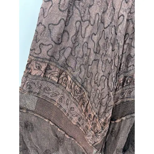 Soho Rust Brown Maxi Skirt Stretch Waist Print Detail Fairycore Womens One Size