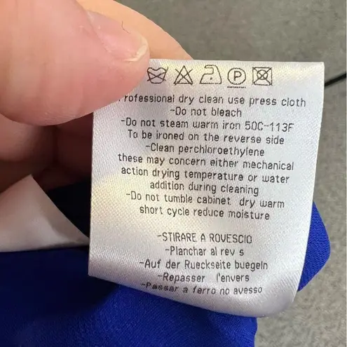 Giorgio Armani Sz 14(46 EUR) Cobalt Blue Beaded 100% Silk Halter Gown NWT $7,950