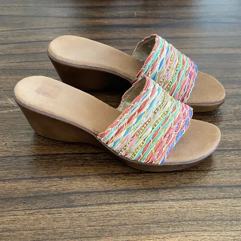 A2 by Aerosoles “Say Yes” Woven Multicolor Wedge Sandals | Women’s Size 7 Brown
