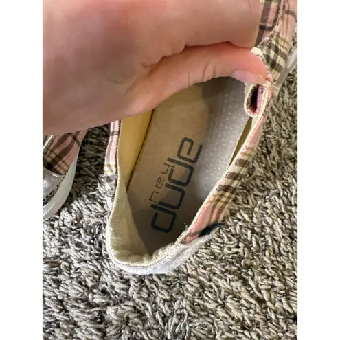 Hey Dude Wendy Plaid Pink Womens Sz 7 Lightweight Grunge Casual Slip On