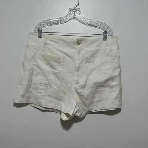 Anthropologie Maeve  Colette Linen‎ Blend Ivory Shorts Size 34