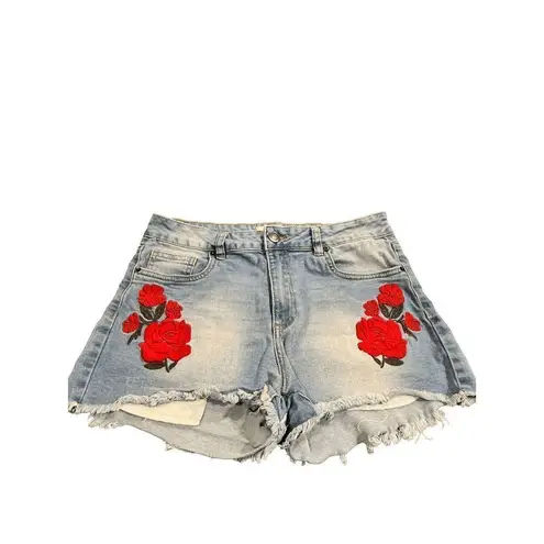 Urban Heritage high rise red roses embroidered shorts Jeans size 9