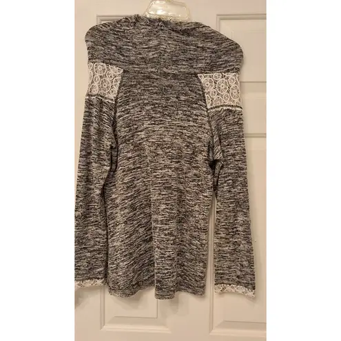 Chance or Fate Womens Black White Heathered Long Sleeve Knit Shirt Size Medium