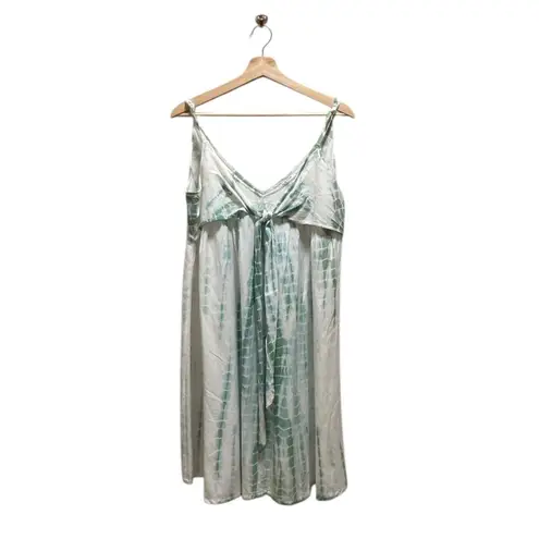 Attic Salt Tie Dye Babydoll Flax Sun Dress Green Size L Beach Boho Summer Cute Size L
