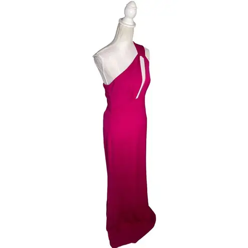Katie May Edgy Asymmetrical One-Shoulder Gown Magenta Womens Size Large