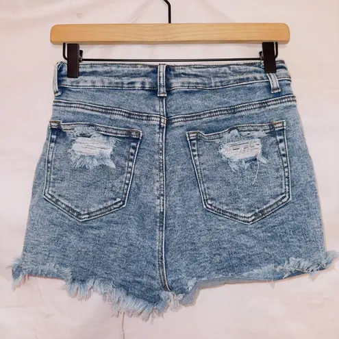 Blue Savvy Light Wash Denim High Waisted Frayed Hem Cut Off Jean Shorts 9.29