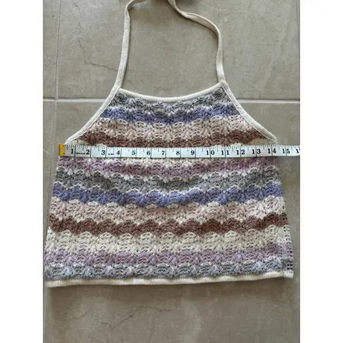 American Eagle Womens Size Medium Pastel Cropped Crochet Halter Boho Beachy Purple