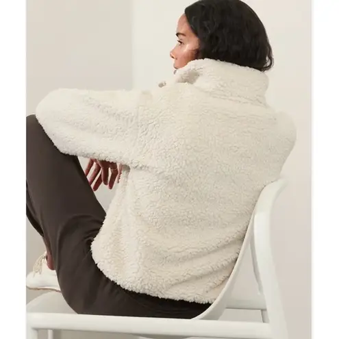 Athleta  Cloud Fleece Sweatshirt Bone Size 1X Pullover Jacket Quarter Zip Cream