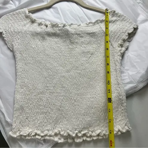 Brandy Melville  White Shirred Top Bodycon Stretchy Comfortable