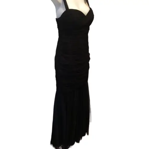 AMSALE Mermaid Tulle Bodycon Maxi Formal Dress 10 Padded Push~Up Bust Wedding Black