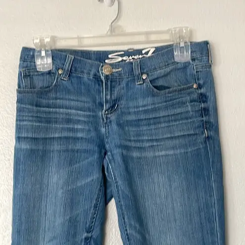 Seven7  Skinny Easy Fit Cropped Capri Length Roll Cuff Blue Jeans Denim Size 4