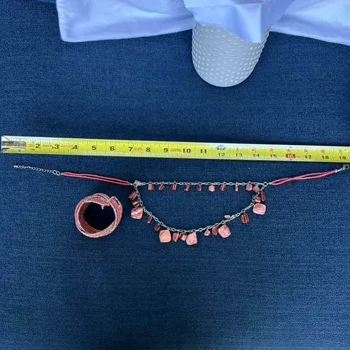 Tropical Faux Coral Necklace and Bracelet Set Beach Beaded Fun Stylish Orange