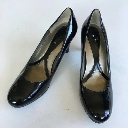 NATURALIZER LENNOX Black Patent Leather Heels Pumps Womens Size 8M Work Black