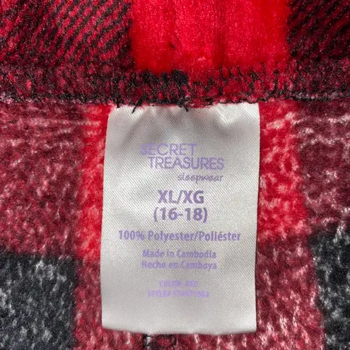 secret treasures pull on checkered print plush jogger PJ’s red & black sz XL - Image 5